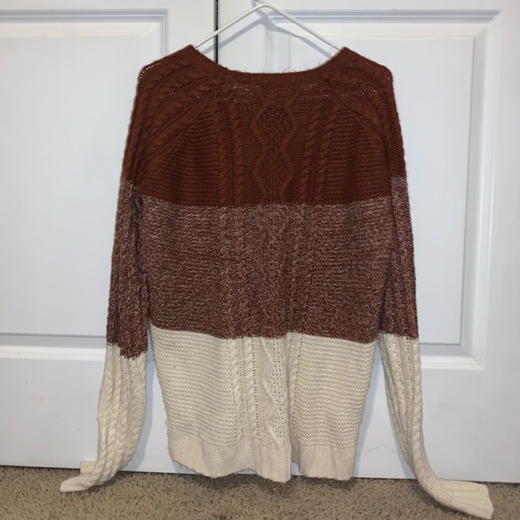 Rust-Orange Colorblock Sweater - Picture 2 of 3